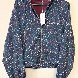 Travis Mathew NWT Navy Floral Zip-Front Windbreaker size L
